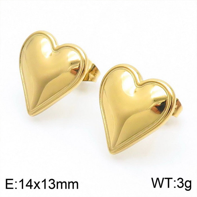 1 Pair Simple Style Heart Shape Titanium Steel Gold Plated Ear Studs