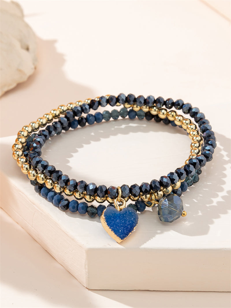 Casual Simple Style Star Leaves Heart Shape Artificial Crystal Beaded Layered Women'S Bracelets