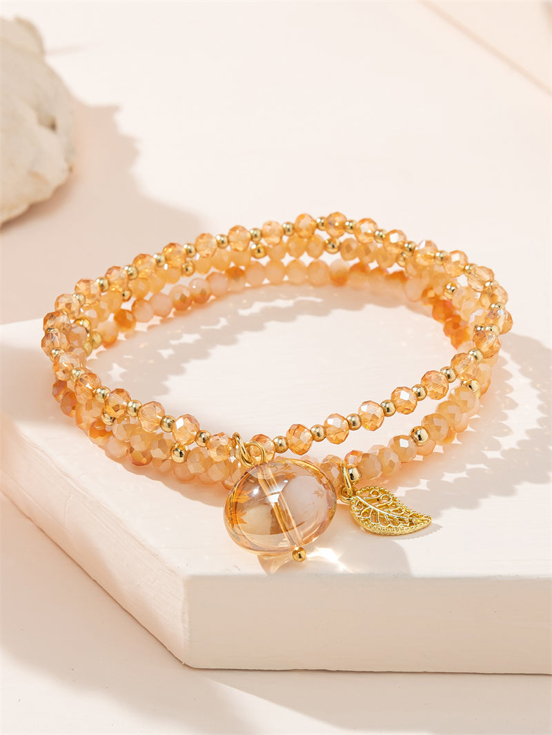 Casual Simple Style Star Leaves Heart Shape Artificial Crystal Beaded Layered Women'S Bracelets