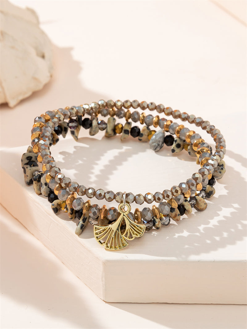 Casual Simple Style Star Leaves Heart Shape Artificial Crystal Beaded Layered Women'S Bracelets