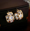 1 Pair Vintage Style Simple Style C Shape Plating Hollow Out Inlay Copper Zircon 14k Gold Plated Ear Studs