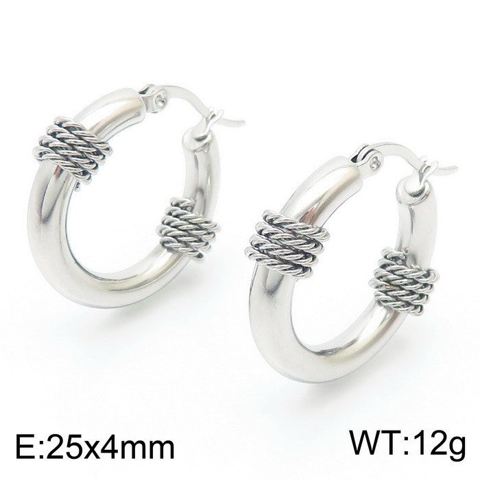 1 Pair Vintage Style U Shape Titanium Steel Hoop Earrings