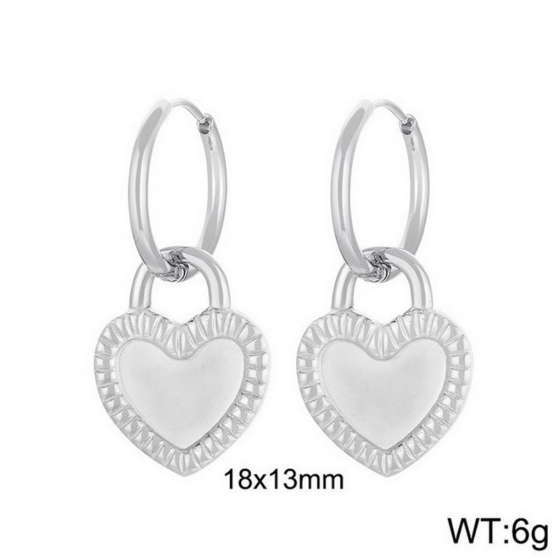 1 Pair Simple Style Heart Shape Plating Titanium Steel Drop Earrings