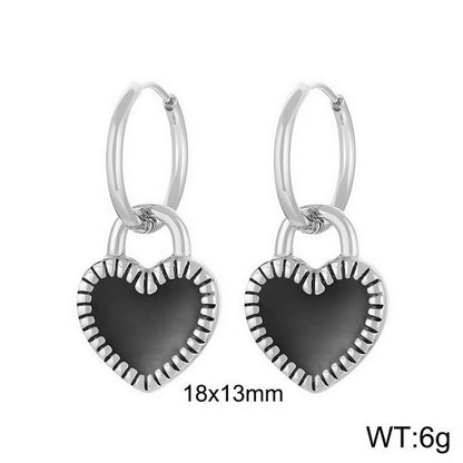 1 Pair Simple Style Heart Shape Plating Titanium Steel Drop Earrings