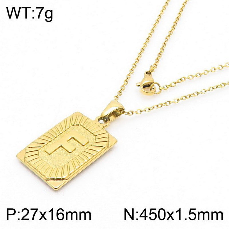 Titanium Steel 18K Gold Plated Simple Style Letter Pendant Necklace