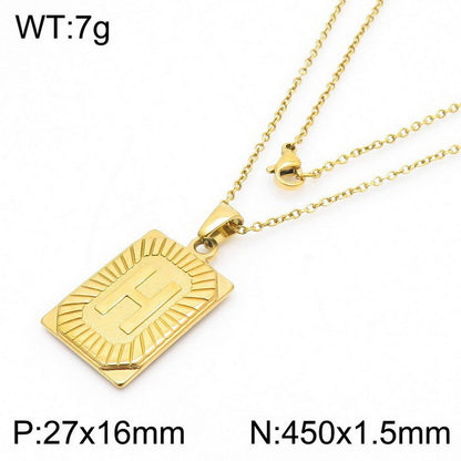 Titanium Steel 18K Gold Plated Simple Style Letter Pendant Necklace