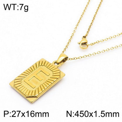 Titanium Steel 18K Gold Plated Simple Style Letter Pendant Necklace