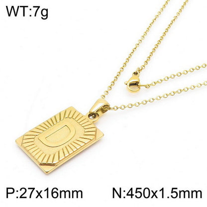 Titanium Steel 18K Gold Plated Simple Style Letter Pendant Necklace