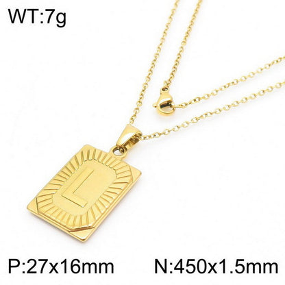 Titanium Steel 18K Gold Plated Simple Style Letter Pendant Necklace