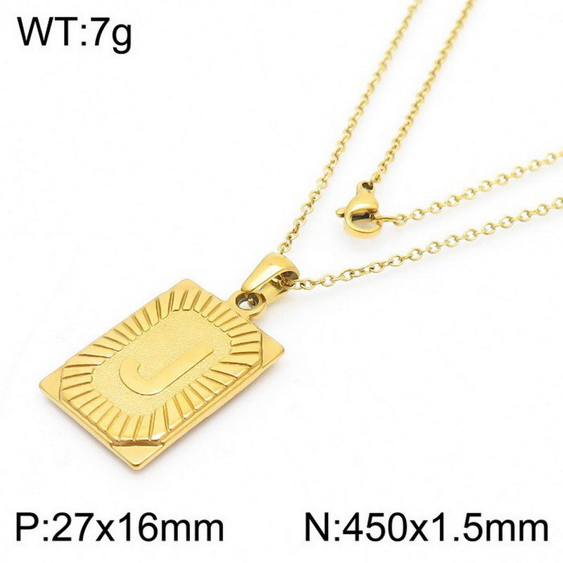 Titanium Steel 18K Gold Plated Simple Style Letter Pendant Necklace