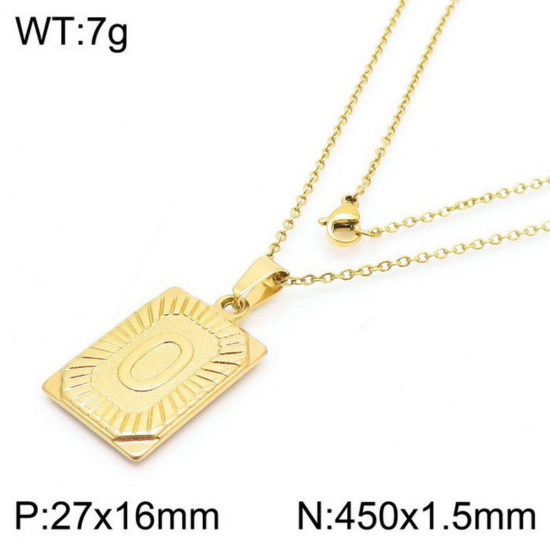 Titanium Steel 18K Gold Plated Simple Style Letter Pendant Necklace