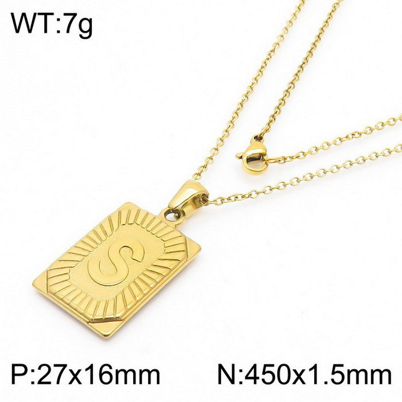 Titanium Steel 18K Gold Plated Simple Style Letter Pendant Necklace