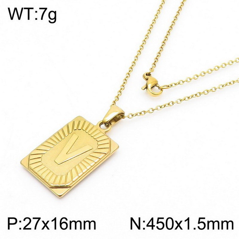 Titanium Steel 18K Gold Plated Simple Style Letter Pendant Necklace