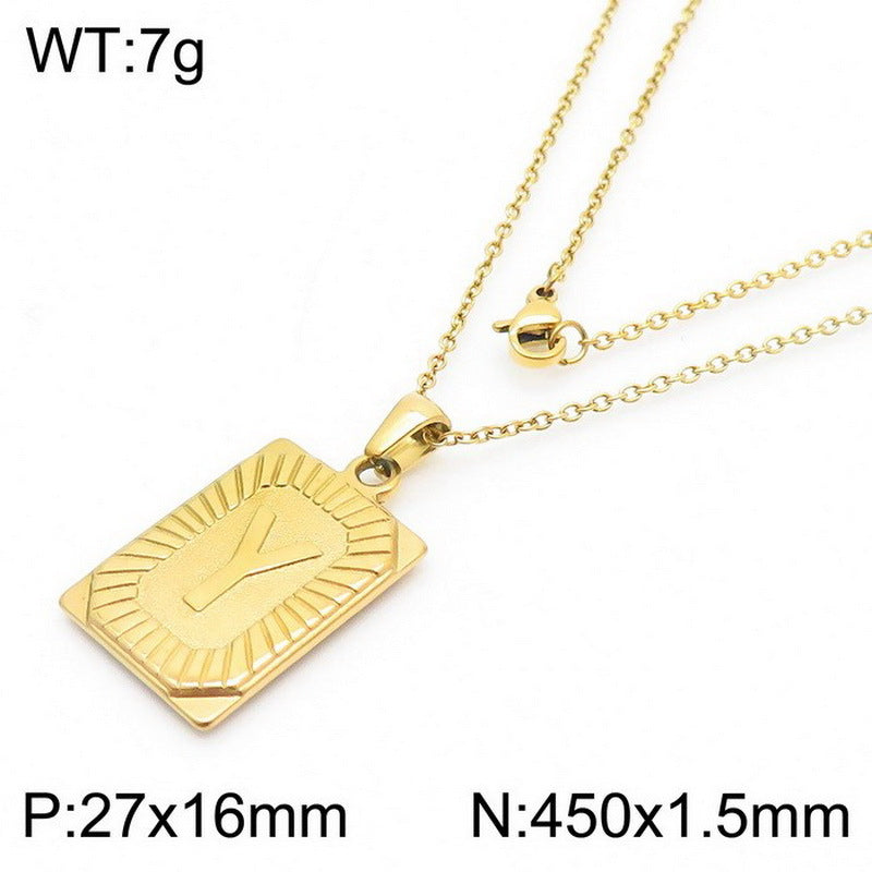 Titanium Steel 18K Gold Plated Simple Style Letter Pendant Necklace