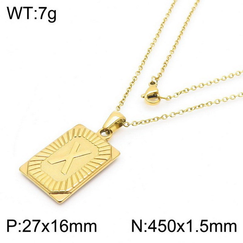 Titanium Steel 18K Gold Plated Simple Style Letter Pendant Necklace