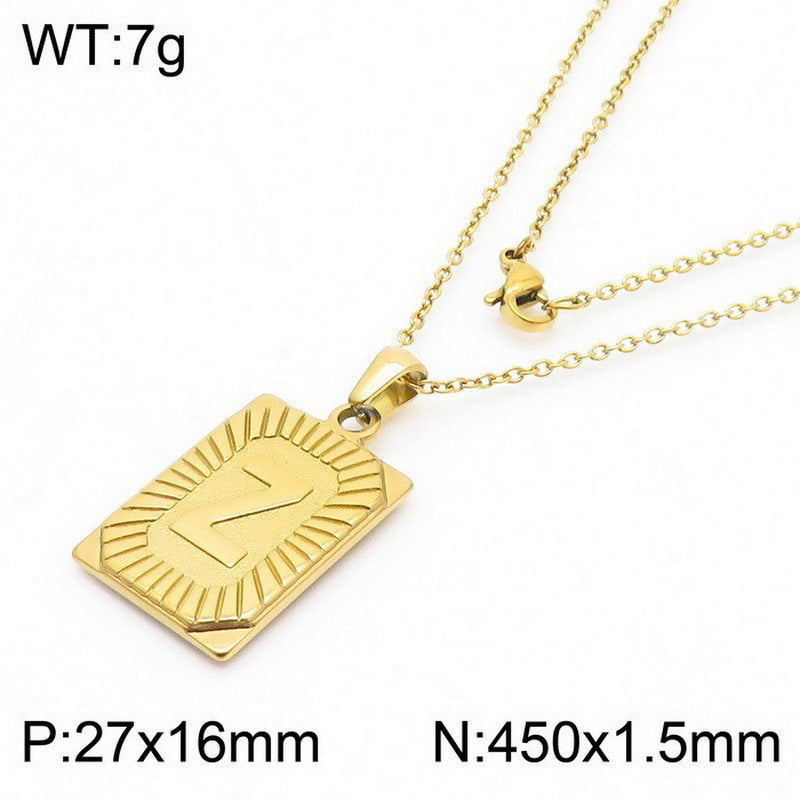 Titanium Steel 18K Gold Plated Simple Style Letter Pendant Necklace