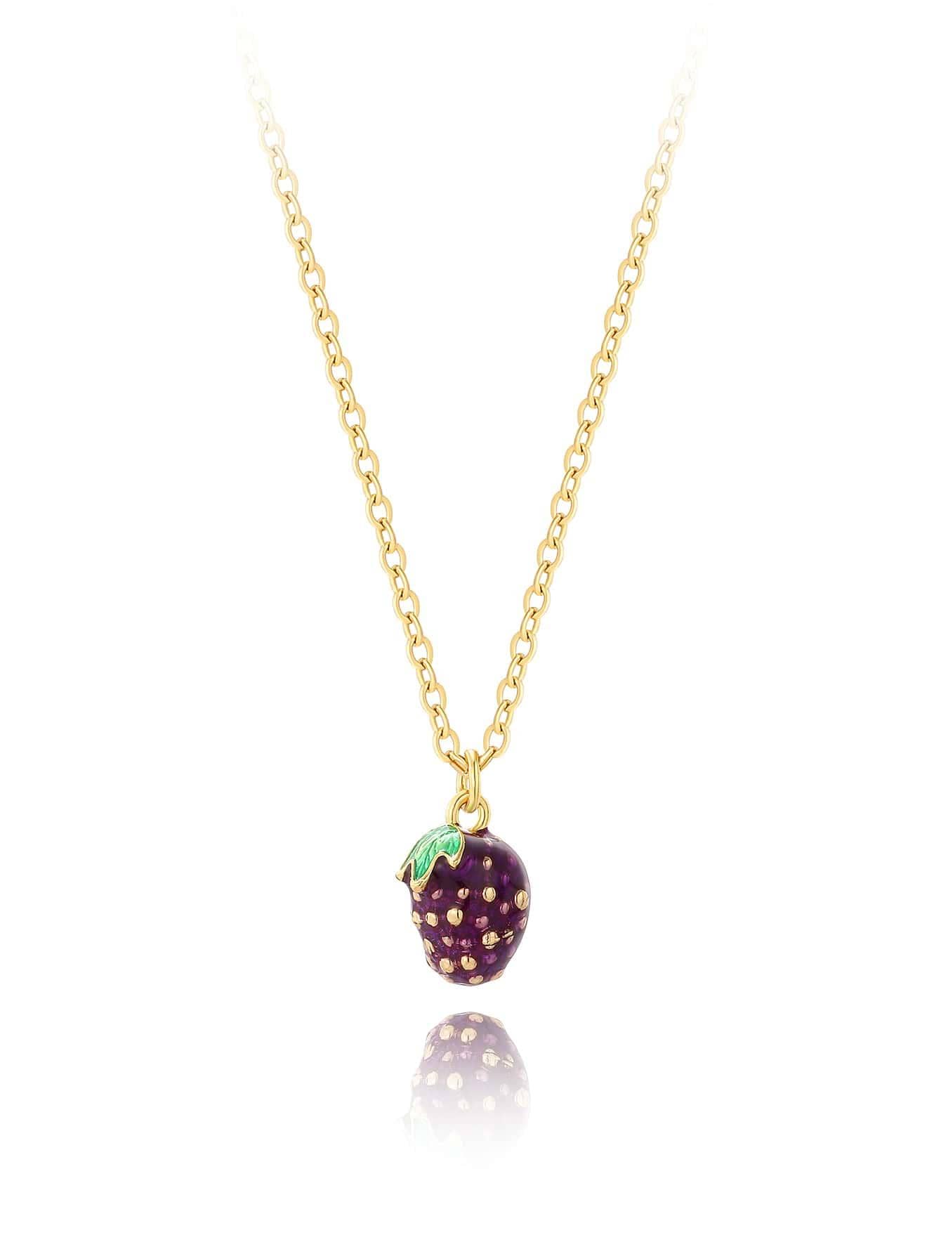 Copper 18K Gold Plated Cute Sweet Grape Watermelon Enamel Pendant Necklace