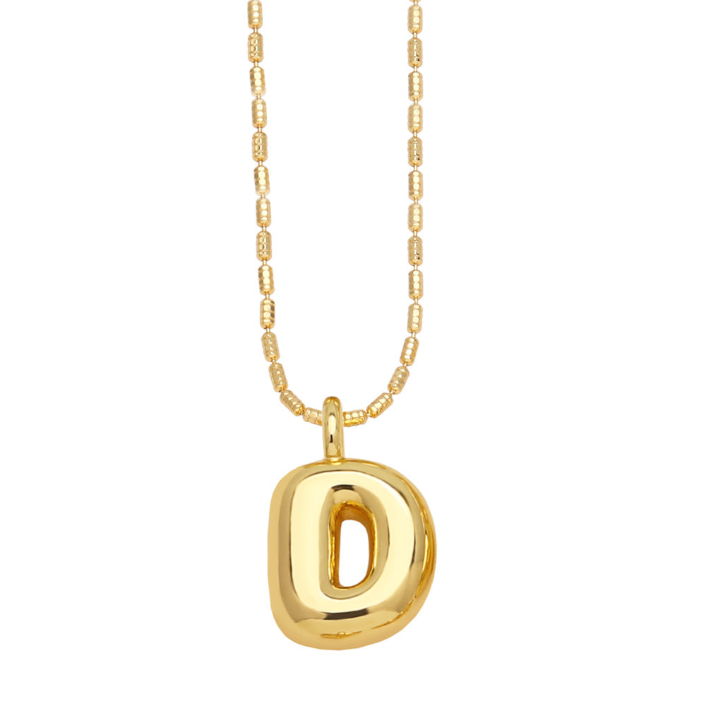 Copper Gold Plated Simple Style Letter Pendant Necklace