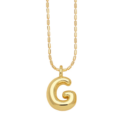 Copper Gold Plated Simple Style Letter Pendant Necklace