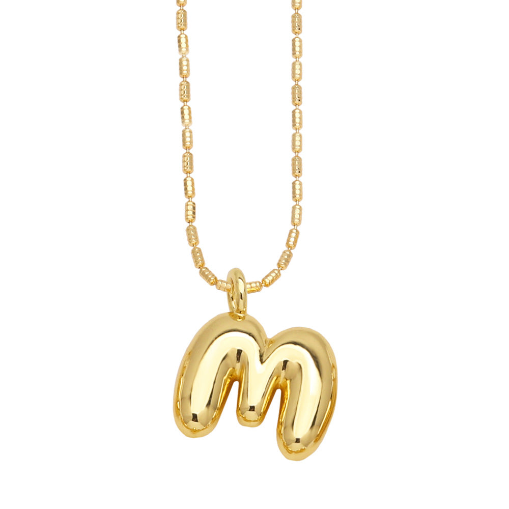 Copper Gold Plated Simple Style Letter Pendant Necklace