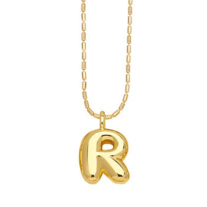 Copper Gold Plated Simple Style Letter Pendant Necklace