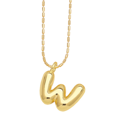 Copper Gold Plated Simple Style Letter Pendant Necklace