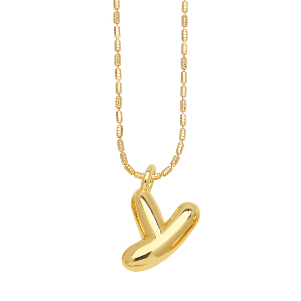 Copper Gold Plated Simple Style Letter Pendant Necklace