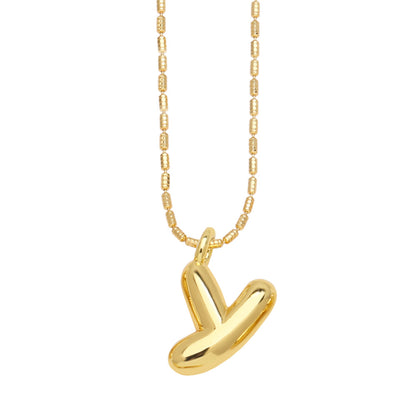 Copper Gold Plated Simple Style Letter Pendant Necklace