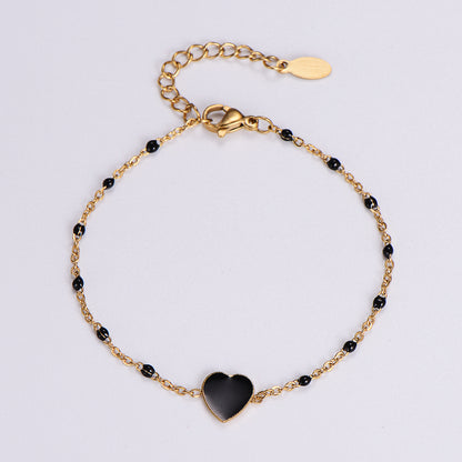 Simple Style Heart Shape Stainless Steel Epoxy Plating Women's Bracelets