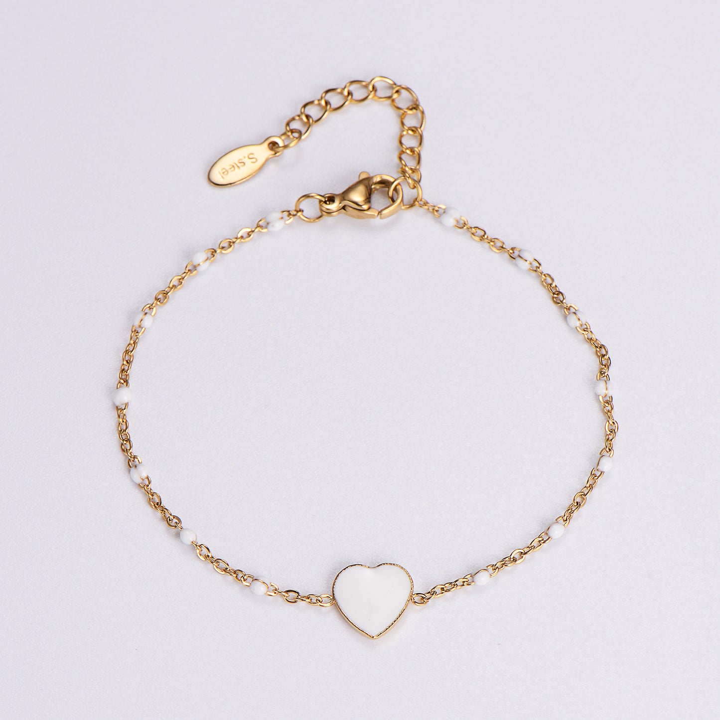 Simple Style Heart Shape Stainless Steel Epoxy Plating Women's Bracelets
