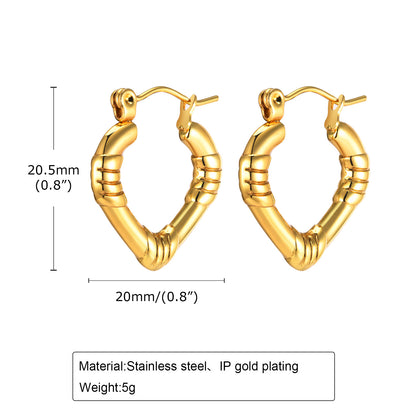 1 Pair IG Style U Shape Stainless Steel 18K Gold Plated Hoop Earrings