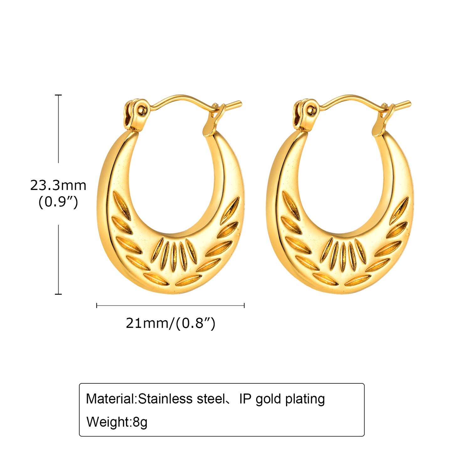 1 Pair Simple Style Geometric Stainless Steel Hoop Earrings