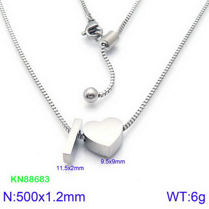 Stainless Steel Basic Letter Heart Shape Pendant Necklace