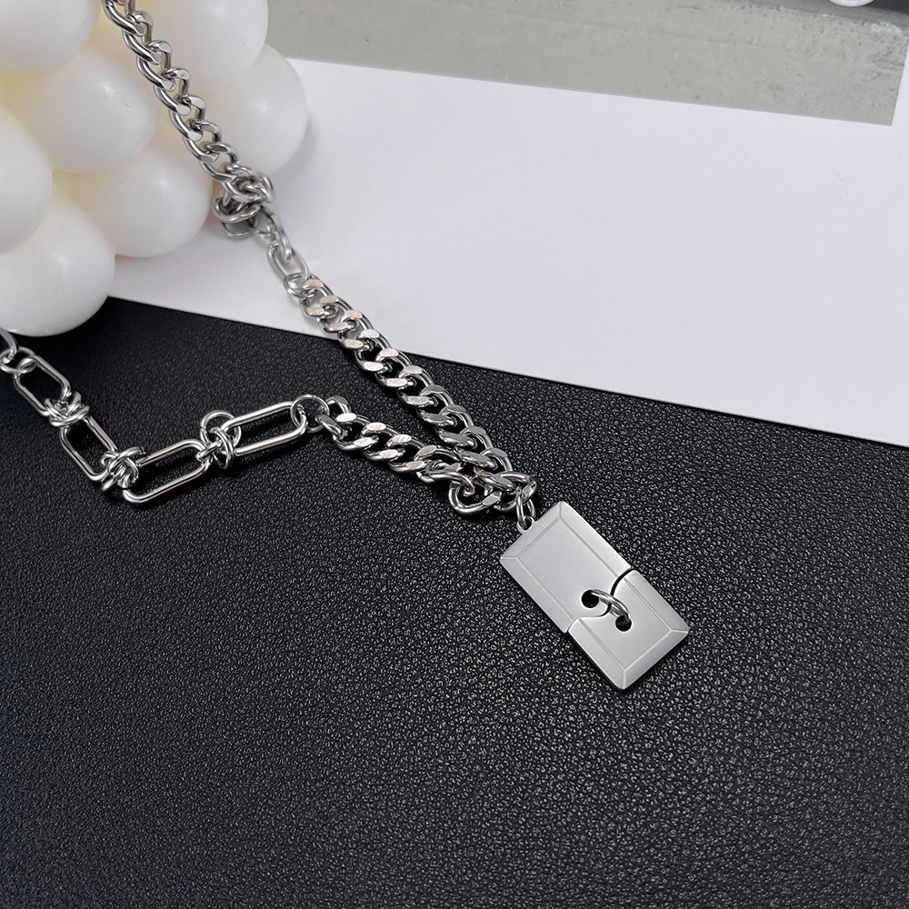 Stainless Steel Hip-Hop Geometric Pendant Necklace