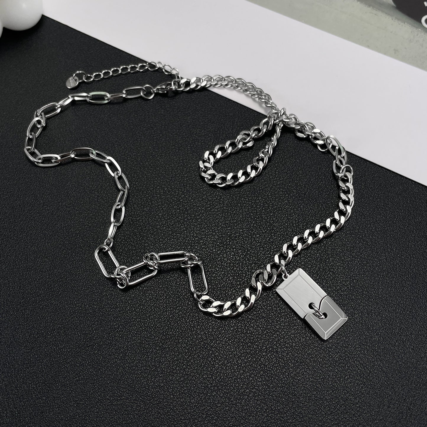 Stainless Steel Hip-Hop Geometric Pendant Necklace