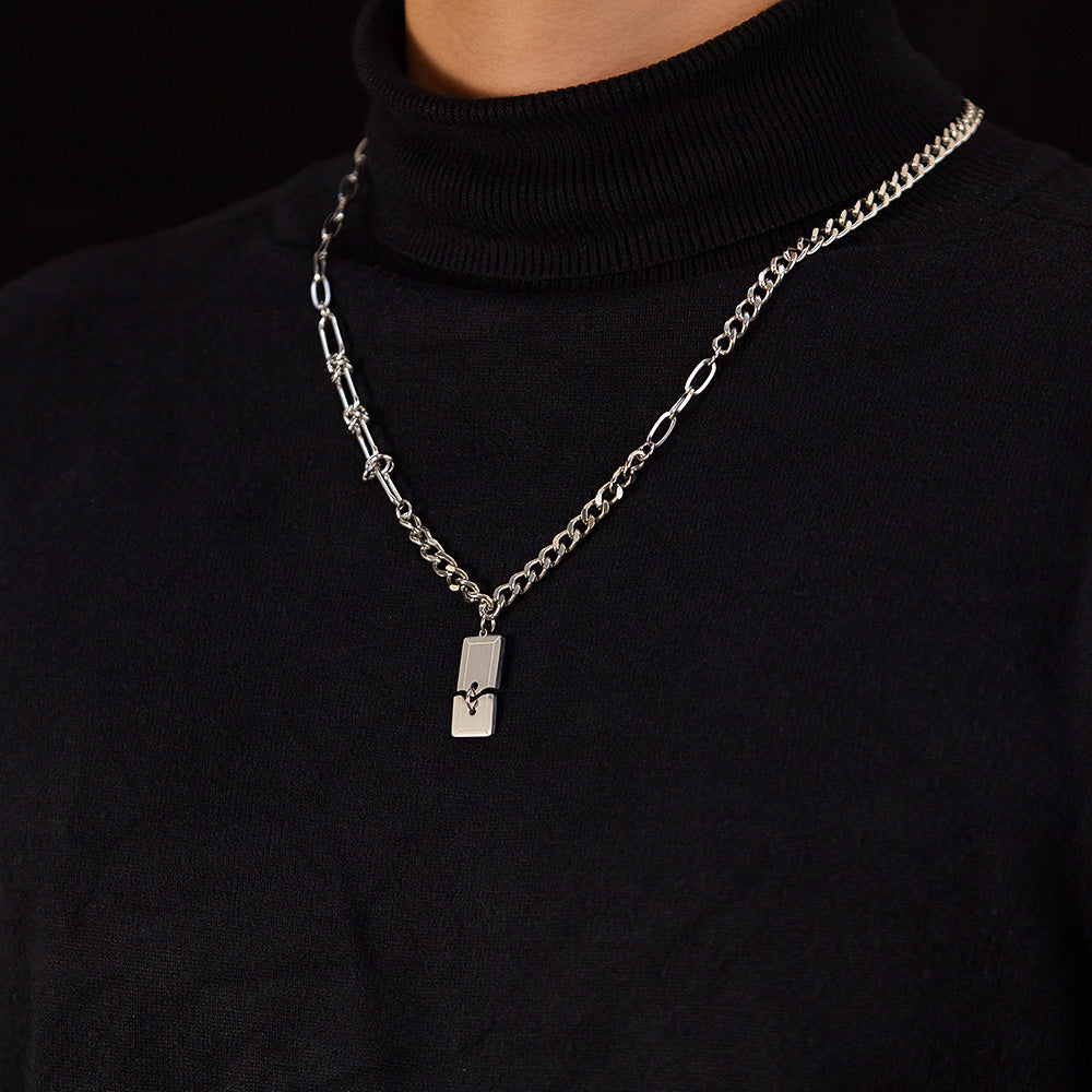 Stainless Steel Hip-Hop Geometric Pendant Necklace