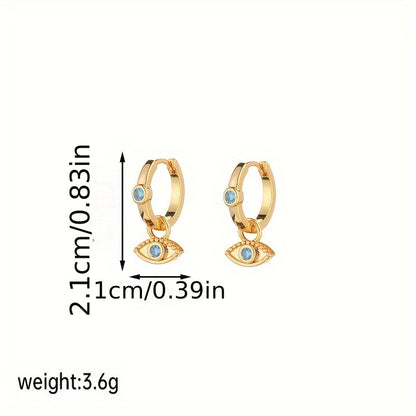 1 Pair IG Style Simple Style Devil's Eye Plating Inlay Copper Zircon 18K Gold Plated Drop Earrings