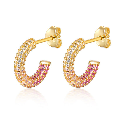 1 Pair Glam Simple Style C Shape Inlay Sterling Silver Zircon 18K Gold Plated White Gold Plated Ear Studs