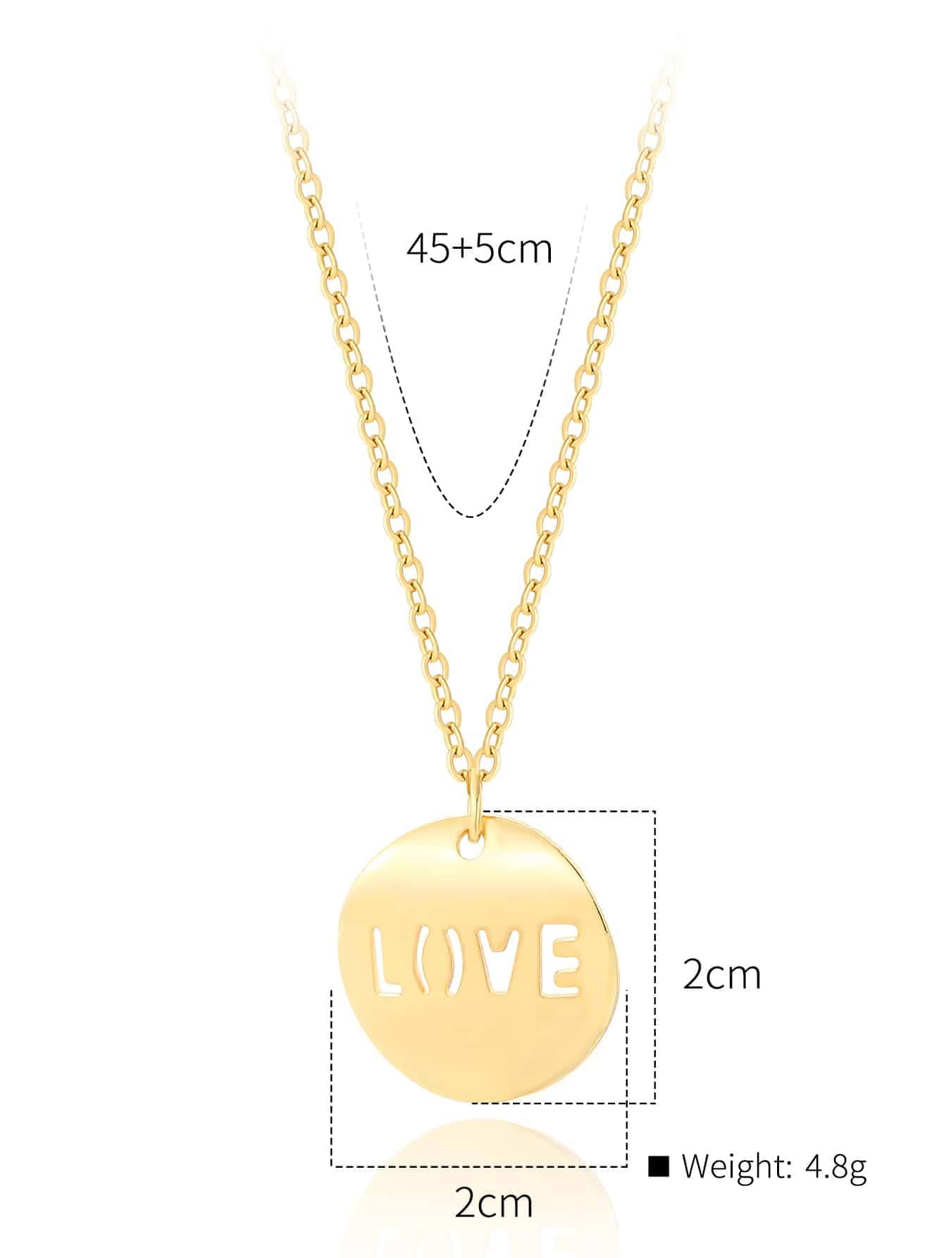 Copper 18K Gold Plated IG Style Simple Style Letter Electrocardiogram Heart Shape Hollow Out Inlay Zircon Pendant Necklace