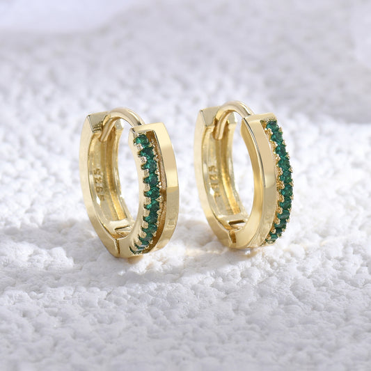 1 Piece Vintage Style Round Inlay Copper Zircon Gold Plated Hoop Earrings