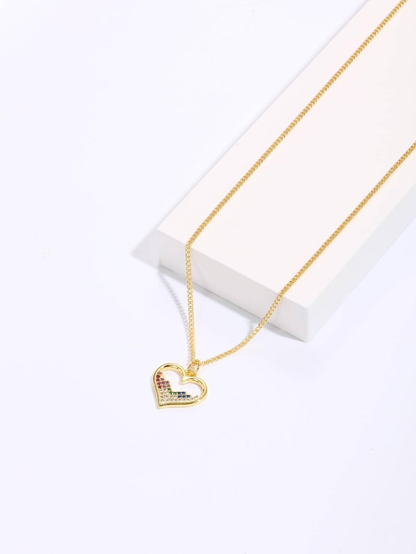 Copper 18K Gold Plated IG Style MAMA Round Letter Heart Shape Inlay Zircon Pendant Necklace