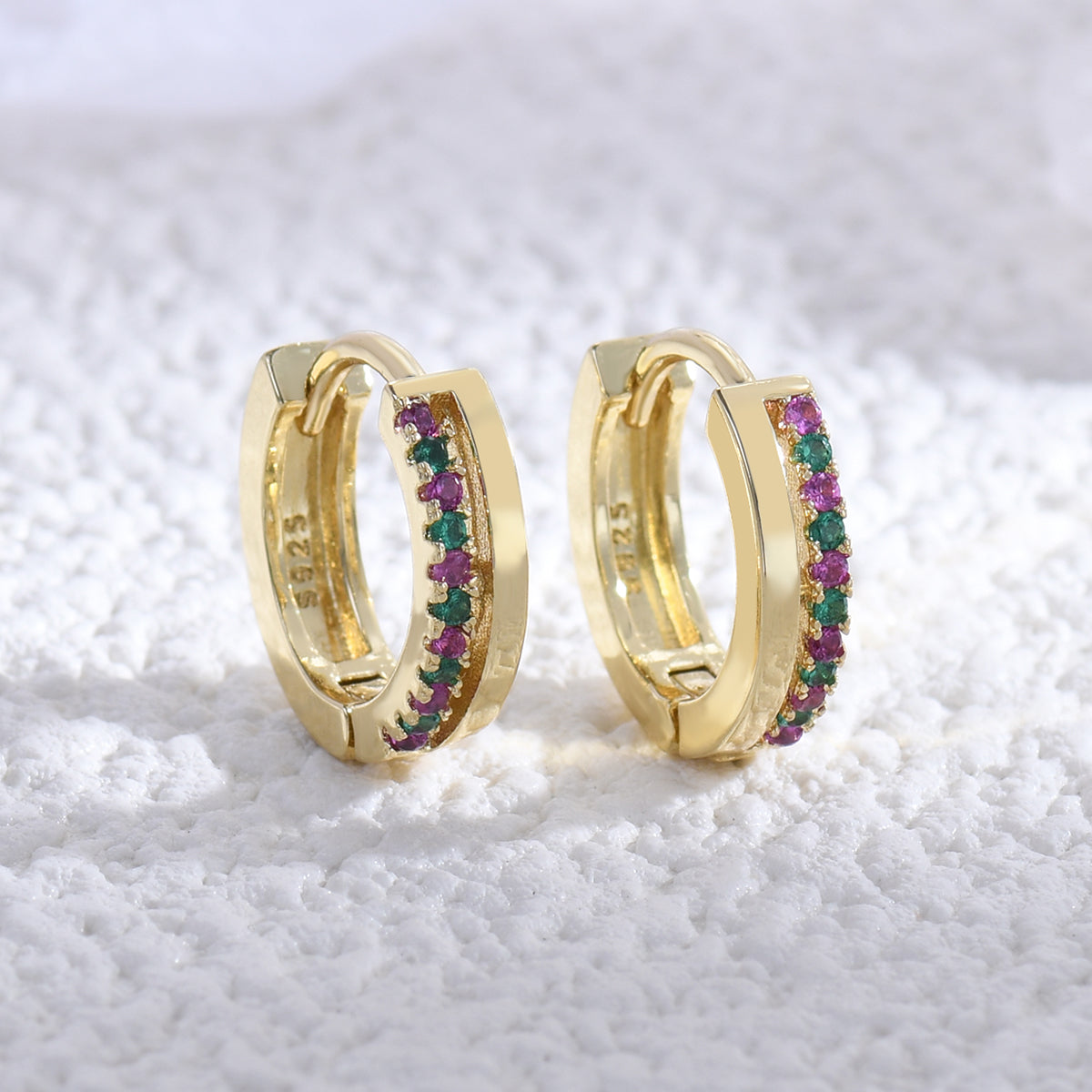 1 Piece Vintage Style Round Inlay Copper Zircon Gold Plated Hoop Earrings