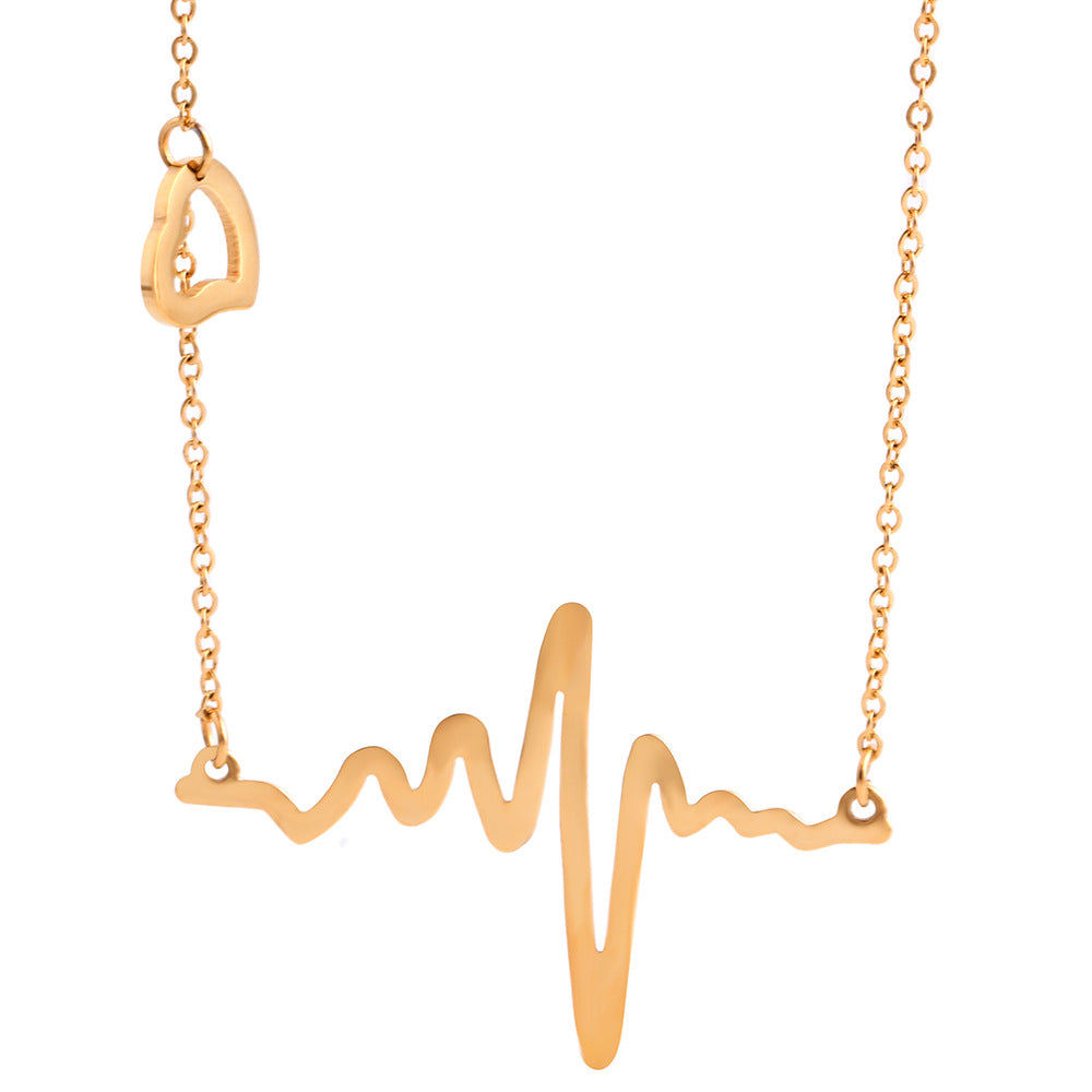 Titanium Steel Simple Style Electrocardiogram Pendant Necklace