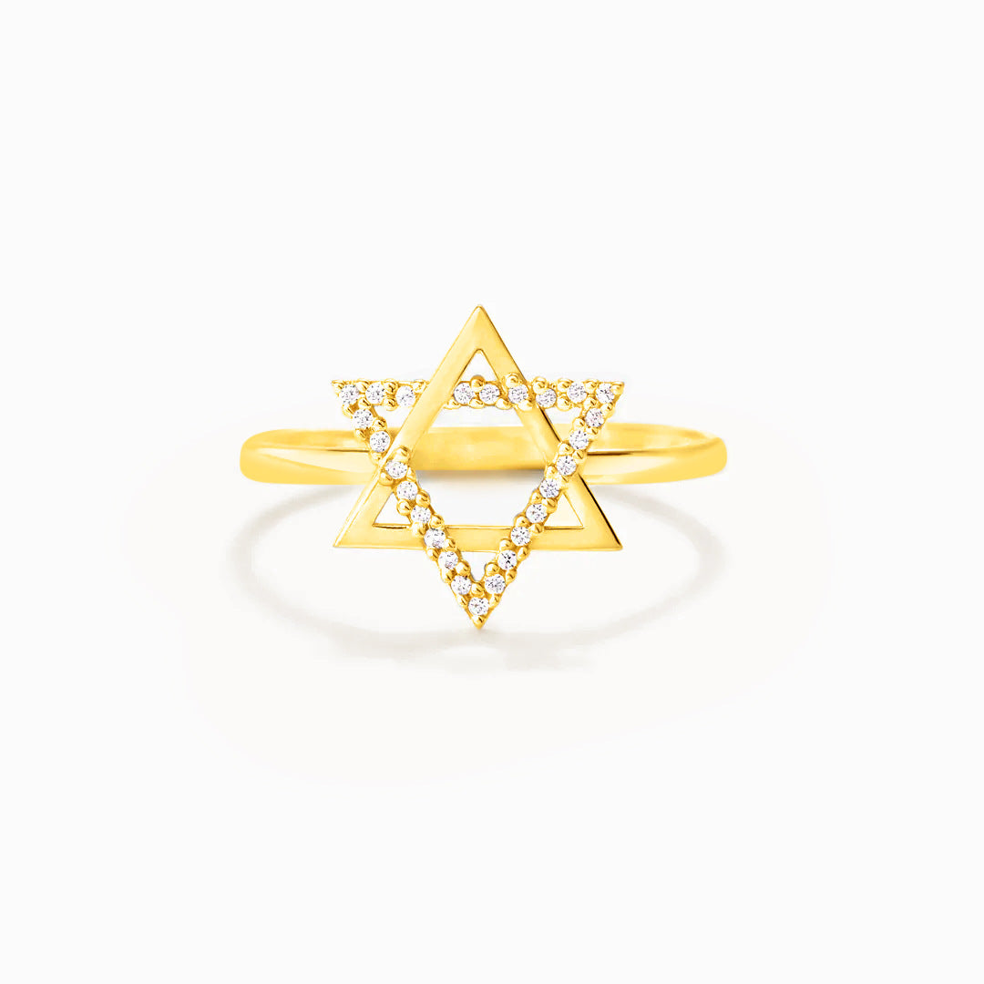 Sterling Silver Simple Style Hexagram Geometric Plating Rings