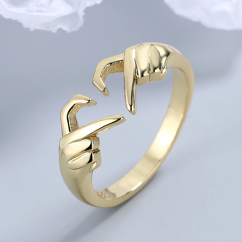 Sterling Silver Cute Gesture Heart Shape Plating Rings