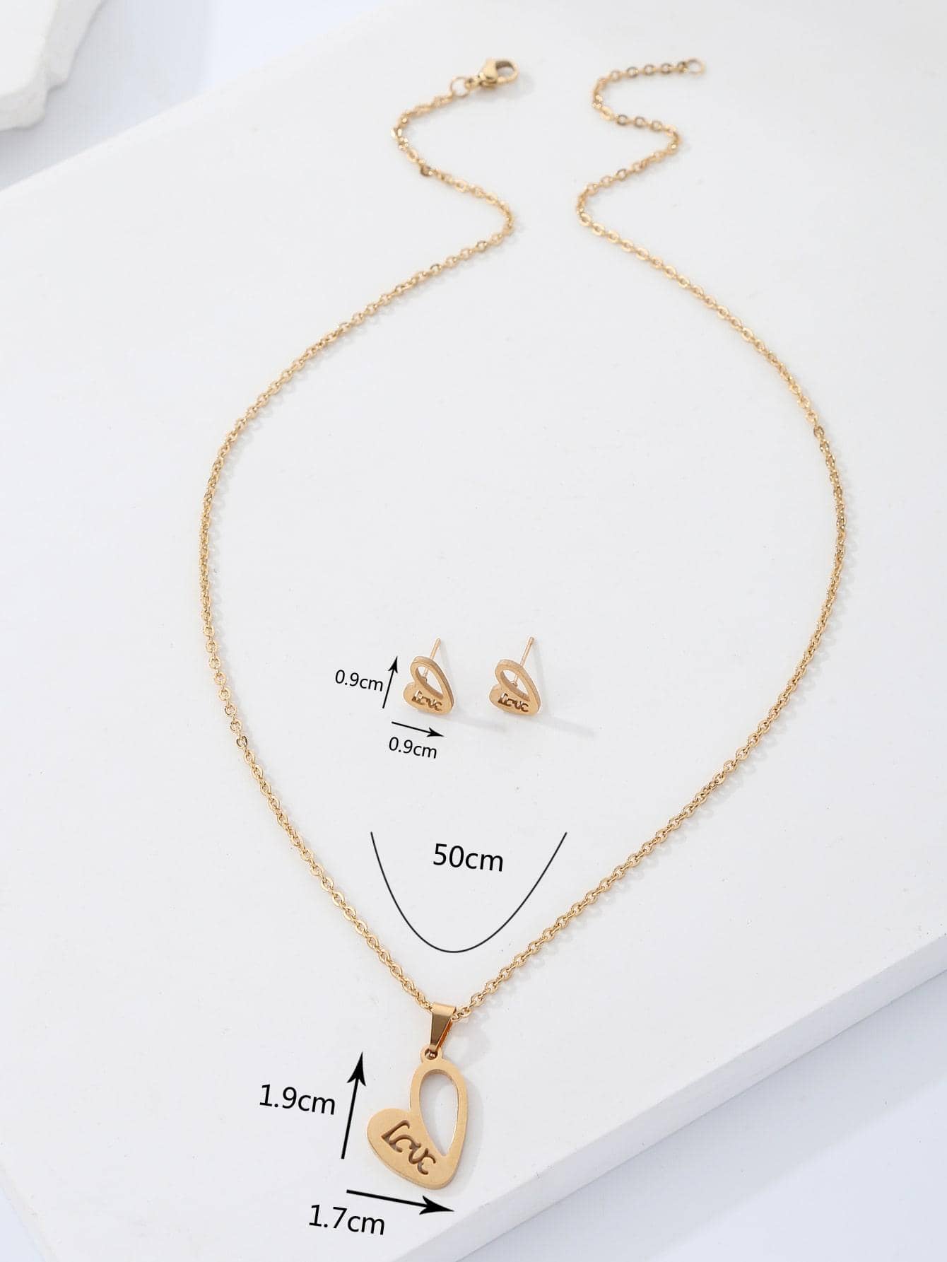 Stainless Steel 18K Gold Plated Simple Style Letter Heart Shape Butterfly Earrings Necklace