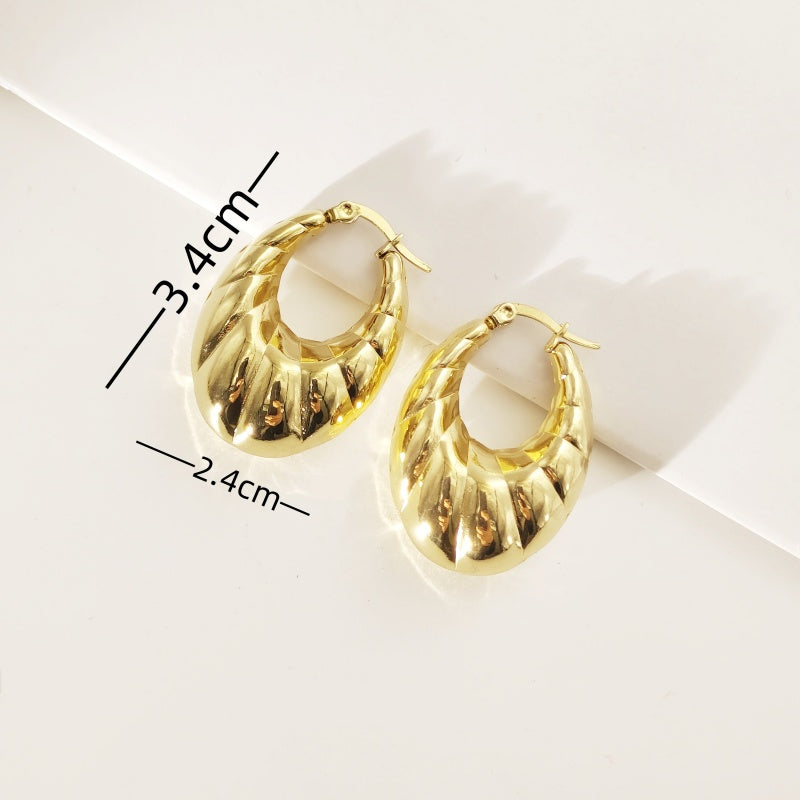 1 Pair Simple Style Geometric Titanium Steel 18K Gold Plated Earrings