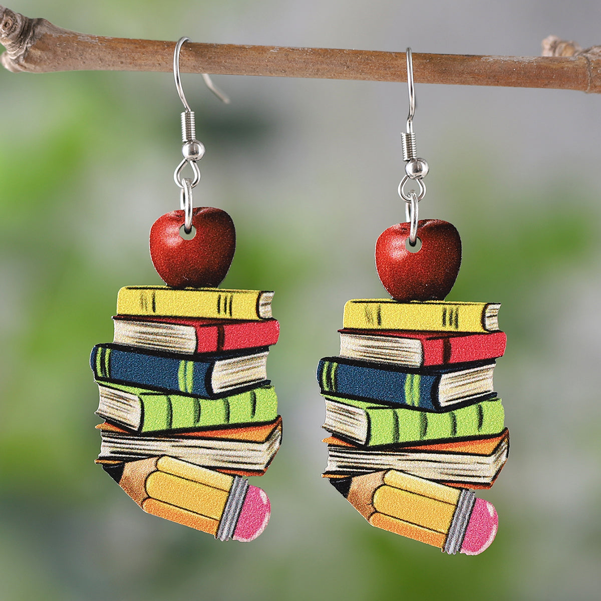 1 Pair Retro Book Cartoon Car Wood Drop Earrings