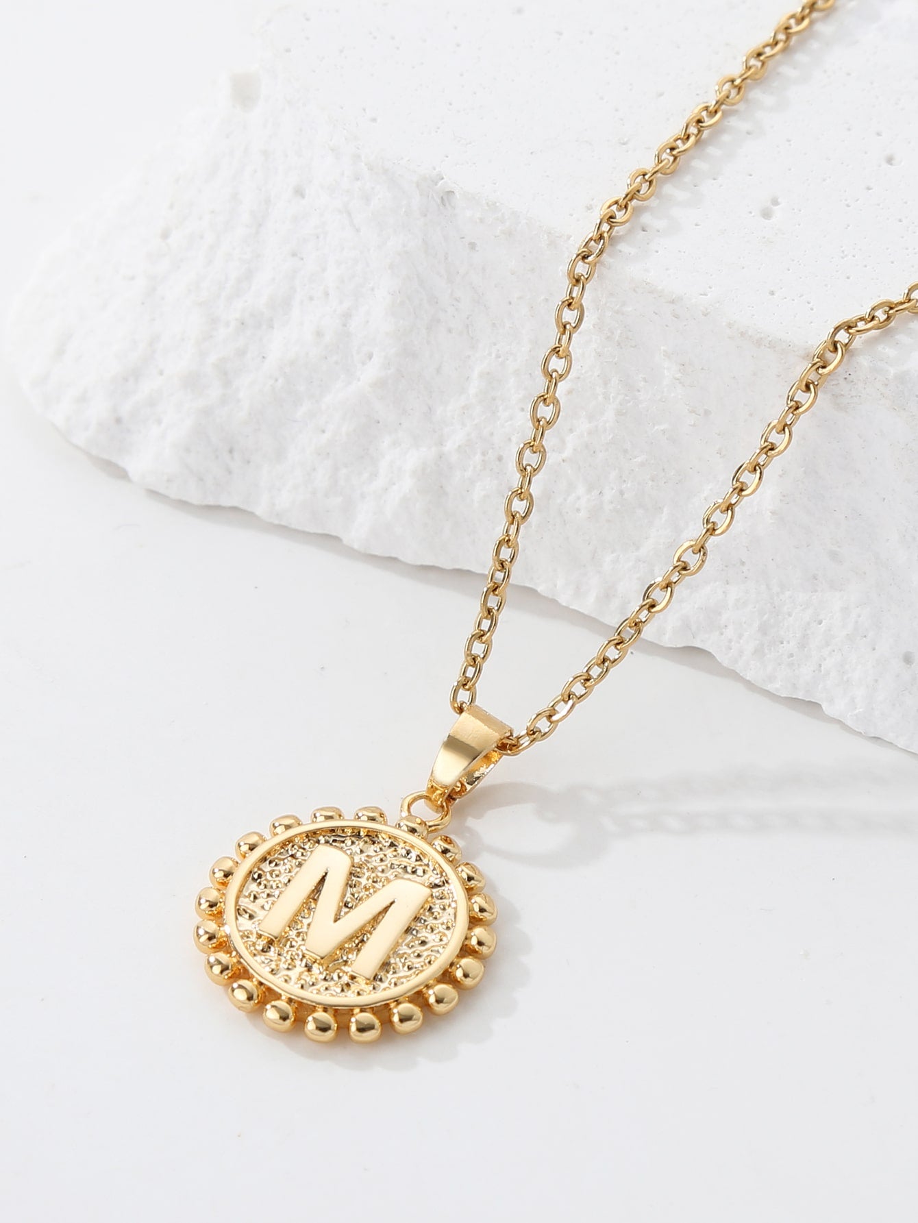 Copper 18K Gold Plated IG Style Letter Pendant Necklace