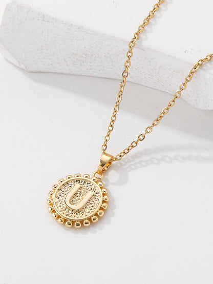 Copper 18K Gold Plated IG Style Letter Pendant Necklace